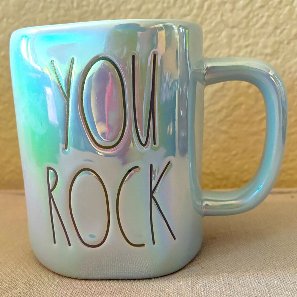 Rae Dunn iridescent blue YOU ROCK mug!
